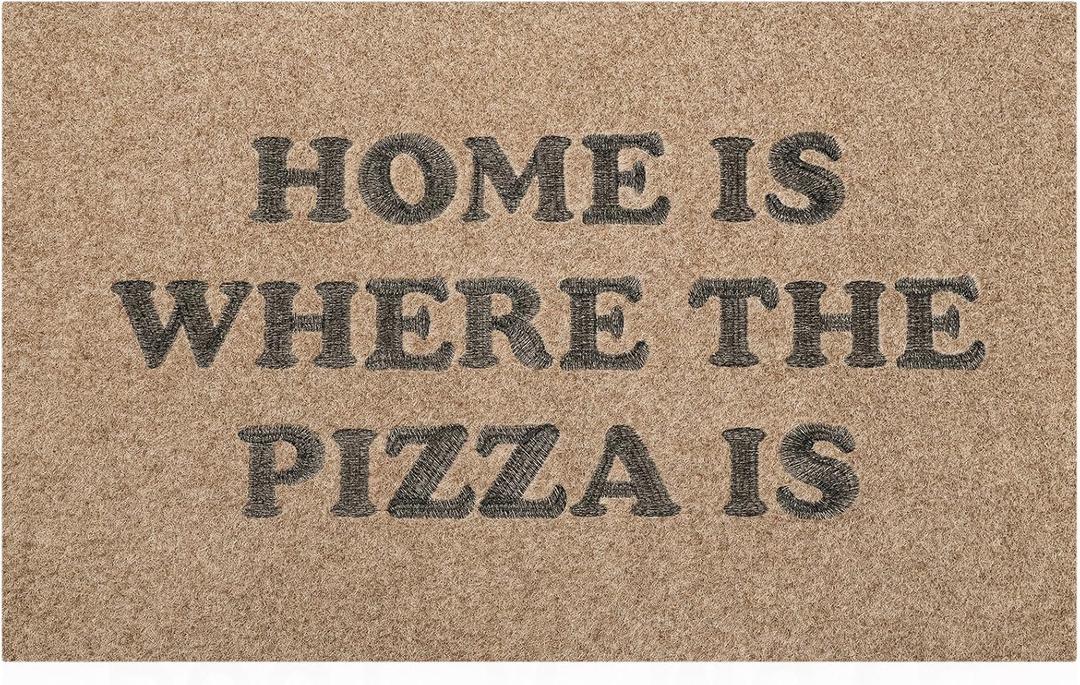 Entrance Front Door Mat Home is Where The Pizza is Doormat Non Slip Rubber Backing for Home Inside Outside Patio Entryway High Traffic Areas Funny Floor Welcome Mats (28"x18")