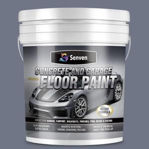 SENVEN Acrylic Concrete & Garage Floor Paint Gray 1 Gallon, Interior/Exterior Concrete Paint for Basement Floors, Porches, Driveways Concrete Coating for Decks Semi Gloss, 128 Fl Oz