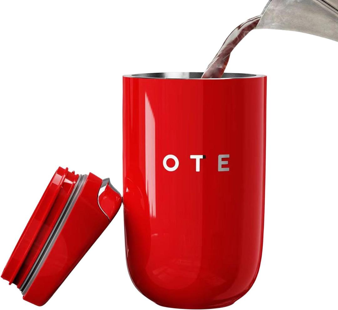 OTE Coffee Cup Travel Mug 12 OZ Leakproof, Keep Ice & Hot Personal Coffee Cup, 350 ML Vacuum Insulated Tumbler, BPA-Free Stainless Steel, Reusable Coffee Cups, Red