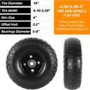 AR-PRO (2-Pack) 10-Inch Solid Tires Wheels, 4.10/3.50-4 Flat-Free Tire Replacement with 5/8" Bearings & 2.2" Offset Hub, Fits Hand Trucks, Wheelbarrows, Garden & Utility Carts