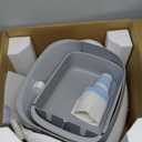Open-Top Self Cleaning Litter Box, Automatic Cat Litter Box with APP Control, Dual Safety Sensors, Includes Trash Bags, Grey-White