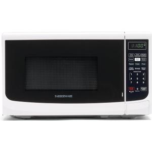 Farberware 0.7 Cu. Ft. Countertop Microwave Oven  700 Watts Power, Auto Cook Settings, Defrost, Easy Clean and Child Safety Lock - White
