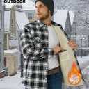 EKLENTSON Men's Flannel Shirt Jacket Thick Fleece Lined Jackets Plaid Sherpa Jacket Cotton Winter Jackets With 5 Pockets (Large, Black)