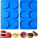 Sidosir Silicone Muffin Top Pans for Egg, Muffins Eggs Molds for Baking Non-Stick 3"" Round Silicone Mold for Muffins, Eggs, Tarts, Corn Bread, Whoopie Pie Pan 2Pcs, Blue, S-023