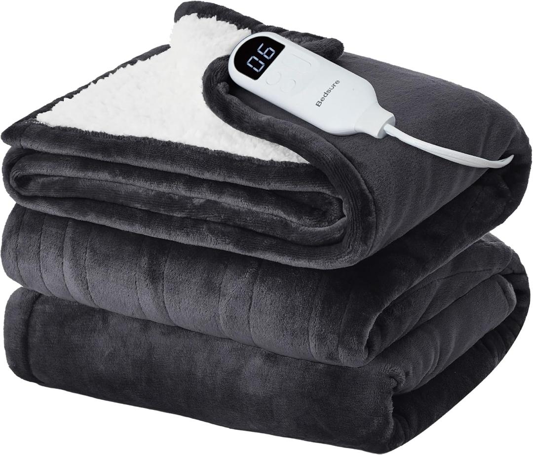 Bedsure Electric Blanket Full Size - Soft Flannel Heated Blanket, Fast Heating with 10 Time Settings & 6 Heat Settings, Warm Gift for Grandma (72x84 inches, Dark Grey)