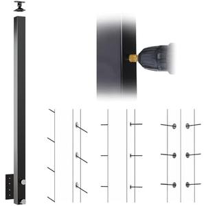 Muzata Aluminum Black Side Mount Cable Railing Post 36 Inch 36"X2"x2" Undrilled Space-Saving Cable Railing System Kit Indoor Outdoor Seaside with Paper User Guide PW01 BNAS