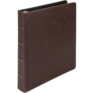 Samsill Vintage Leather 3 Ring Binder, Professional Organizer, Planner, 1 Inch Round Ring (Holds 200 Sheets), Letter Size 8.5 x 11, No Zipper, Brown