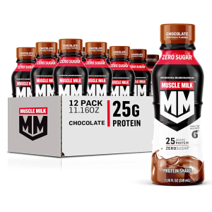 Muscle Milk Genuine Protein Shake, Chocolate, 25g Protein, 11.16 Fl Oz (Pack of 12), Packaging May Vary, Oct. 23, 2025