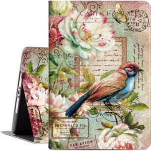 Lokigo Case for iPad 9th/8th/7th Generation (2021/2020/2019) 10.2 Inch, Shockproof iPad 10.2 Case Soft TPU Back Cover for iPad Cover 9th Generation, Adjustable Multi Viewing Stand, Bird