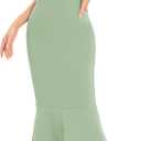 JLCNCUE Women's Spaghetti Straps V Neck Bodycon Mermaid Dress Elegant Ruffles Midi Dress Cocktail Evening Party Dress 325 (Green, M)