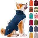 KYEESE Dog Coat Waterproof Dogs Jacket with Fleece Lined Windproof Dog Coats for Small Dogs Thick Pets Clothes with Pocket Soft Pet Sweater for Cold Weather Warm Pet Winter Puffer Coat with Leash Hole (Large, 01# Blue)