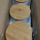 AVLA 3 Pack Ceramic Food Storage Jars with Bamboo Lids, 36 FL OZ White Kitchen Canisters Airtight Container for Serving Ground Coffee, Cookie, Tea, Sugar, Salt, Spices, Flour