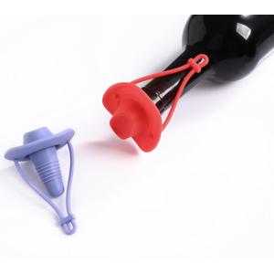 Silicone Wine Stopper Cute Wine Accessories Reusable Sealing plug Fun Cowboy Hat bottle Seals keep wine fresh Gifts for Wine Collector replacement Corks (Blue+Red)