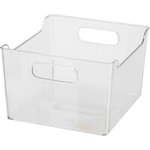 Oggi Storage Bin With Handles - Deep (9.75" x 9" x 6") - Ideal for Kitchen Organization, Pantry Storage, Fridge Organizing, Clear (Pack of 1)