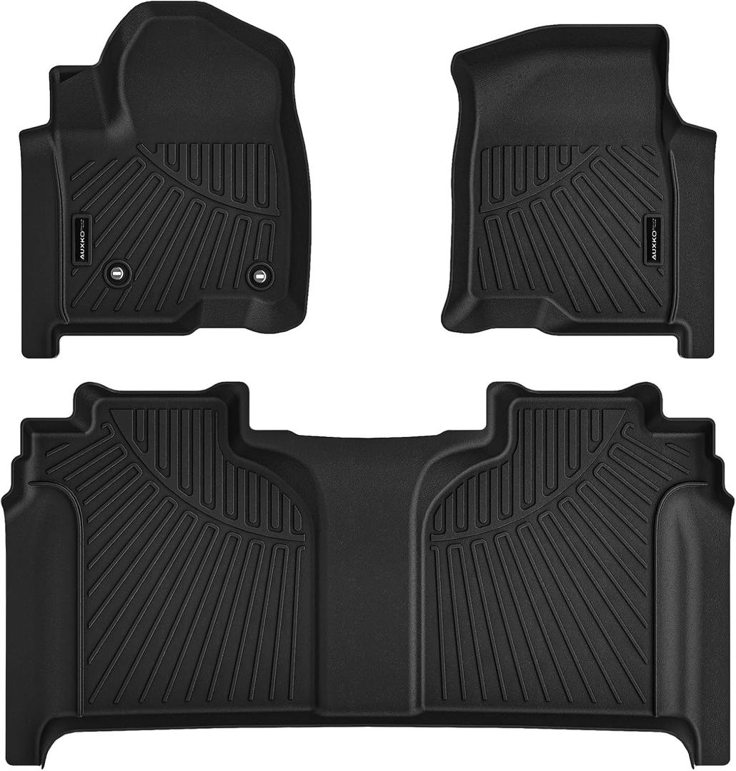 AUXKO All Weather Floor Mats Fit for 2019-2025 Chevrolet Silverado 1500 & GMC Sierra 1500 & 2020-2025 Chevy Silverado/GMC Sierra 2500HD/3500HD Crewcab with Front Bucket Seat Rear Underseat Storage