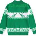 Funnycokid Boys Christmas Sweaters Kids Button Mock Neck Pullover Up Winter Xmas Holiday 5-12 Years (Green)