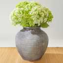 Ceramic Flower Vase Home Decor, 6.2 inch Farmhouse Rustic Vintage Decorative Vases, Pottery Terracotta Boho Flowers Vases for Dining Table, Living Room, Shelf, Kitchen, Bedroom (6.2"-Terracotta)