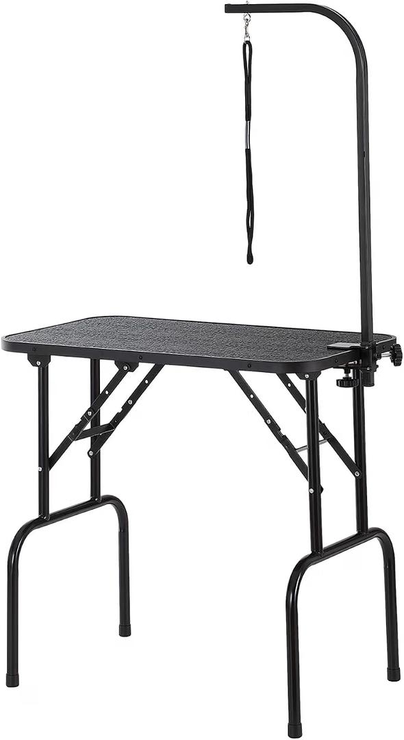 VEVOR Pet Grooming Table, 32 x18 Inch with Height Adjustable Arm, 220LBS Static Weight Capacity, Foldable Dog Groom Station with No-Sit Haunch Holder with Grooming Loop, for Medium and Small Dogs