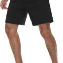 unitop Men's Swim Trunks with Compression Liner Quick Dry Bathing Suit Summer Beach Shorts with Pockets (Black)