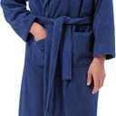 SIORO Mens Hooded Terry Cloth Robe, Big and Tall Bathrobe, Full Length Cotton & Absorbent Robe for Spa, Shower & Sleepwear (Blue, L)
