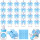 Teenyyou 48 Sets 3.5 Inch Blue Mini Baby Bottles for Baby Shower Party Favor Game Plastic Milk Bottles with Thank You Showering Stickers and Bows Thank You Gifts for Guests Candy Decor