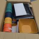 Teivio 40-piece Kitchen Wheat Straw Square Dinnerware Set, Service for 10, Unbreakable Dinner Plates, Salad Plates, Snack Bowls, Cups 13.5 oz, Colorful Plastic, Dishwasher Safe Dishes, Autumn Multicolor