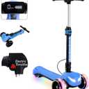 24V Electric Scooter for Kids w/150W Powerful Motor, Thumb Throttle, LCD Screen, Bluetooth, Light-Up Stem Deck & Wheels, 3 Adjustable Heights, 5MPH Safe Speed, 3 Wheel Electric Scooter for Kids