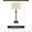 Vintage Brown Scalloped Table Lamp, Rustic/Farmhouse Pleated Lamp, Scalloped Lampshade and Bamboo Lamp Post, for Living Room Bedside Side Table (21.4'' Tall Pack of 1)