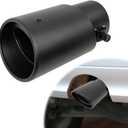 Universa Stainless Steel Car Exhaust Tip, 1.5" - 2.25" Inlet Exhaust Tips, Adjustable Car Decoration Chrome-Plated Finish Exhaust Tailpipe Tip, 3.3" Outlet, 5.4" Long (Black #Straight)