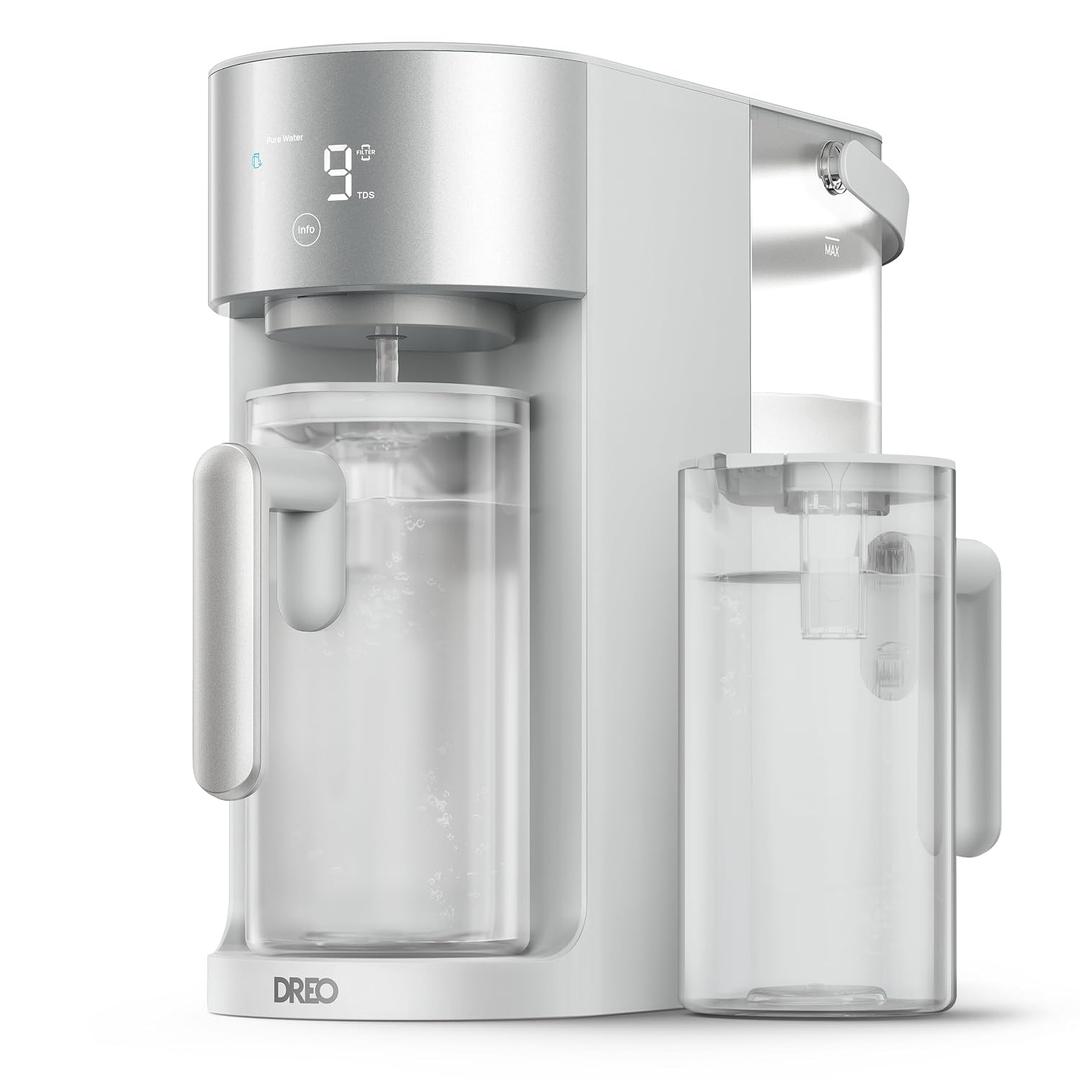 DREO Reverse Osmosis Water Filter Countertop, RO Filtration System, 3:1 Pure to Drain, TDS & Filter Life & 2 Autofill Pitchers, Install-Free, Self-Cleaning Water Purifier, RO Water Filter