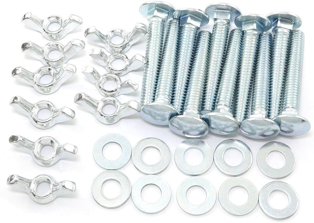 10pcs Carriage Bolts Wing Nuts Wing Screw 5/16-18x2 with Washers Lightweight and Portable for Fasteners