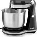 Dash Stand Mixer (Electric Mixer for Everyday Use): 6 Speed Stand Mixer with 3 qt Stainless Steel Mixing Bowl, Dough Hooks & Mixer Beaters for Dressings, Frosting, Meringues & More - Black