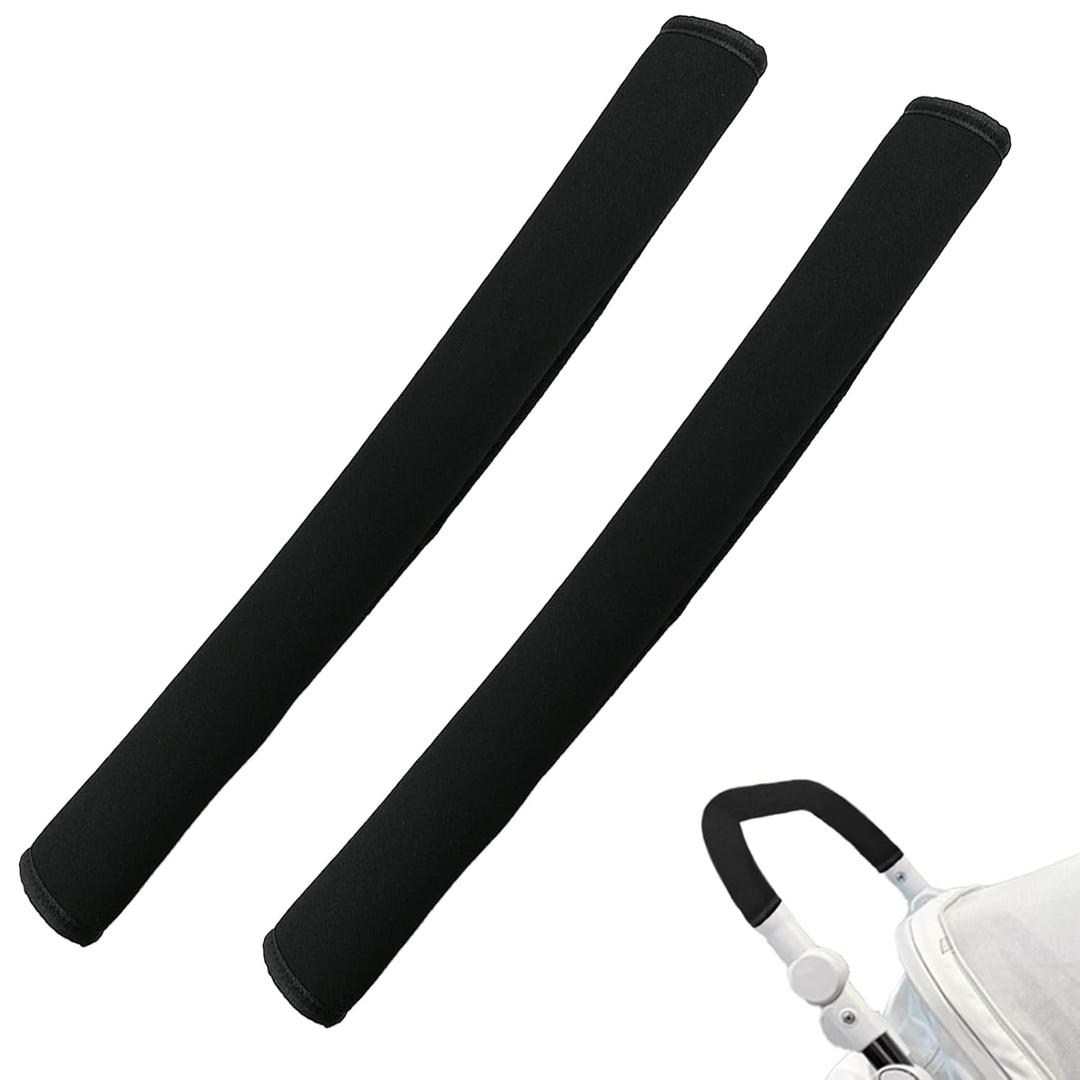 2Pack 18.7*1.37*1.37inches Stroller Handlebar Cover,Pushchair Armrest Handle Protector Cover Replacement Toddler Pram Bumper Dustproof Handle Gloves,Removable Universal Protective Case Grip Bar Covers (2PCS)