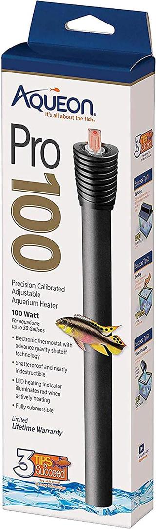 Aqueon Pro 100 Submersible Aquarium Fish Tank Heater, 100 Watts, For Up To 30 Gallon Fish Tanks