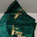 44 inches Velvet Christmas Tree Skirt Red Gold Fur Plush Tree Skirt Luxury Xmas Skirts for Merry Christmas Party Vintage Holiday Decorations(Green with Gold Embroidered Holly)