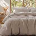 100% Muslin Cotton Duvet Cover Queen Size - Ultra-Soft Gauze Duvet Cover, PureWoven Breathable & Lightweight Bedding Set with Button Closure and Corner Ties (Khaki, Queen, 90"x90")