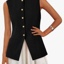 PRETTYGARDEN Women's Sleeveless Blazer Vest Summer 2025 Trendy Button Down Business Suit Vest Tops Outerwear Waistcoat S
