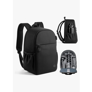 llano Compact Camera Backpack for DSLR/SLR/Mirrorless,Photography Bag with Laptop Slot (for 14" MacBook) & Tripod Holder, Ideal for Travel & Outdoor (for Canon, Nikon, Sony), Small, Black,10L Capacity