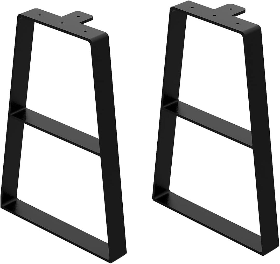 Orgerphy 18 Black Trapezoid Metal Bench Legs (2PCS) | Heavy duty Furniture legs for Bench| Metal Table Legs| with Screws and 4pcs Rubber Floor Protectors | Mid Century Modern Desk Legs Furniture Legs