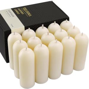 15 Pack Natural Thin Beeswax Pillar Candles - 1.3 inch Wide Dripless Bees Wax Candles, Smokeless Clean Burning for Home, Meditation, Relaxation, Emergency & Power Outages (Off White Beeswax)