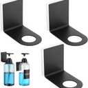 Segbeauty Adhesive Bottle Holder, 3pcs Stainless Shampoo Bottle Holder, Black Drill-Free Shower Dispenser Rack, Rustproof Shampoo and Conditioner Dispenser Wall Mount for Dia 1.15in 3cm Bottles Mouth