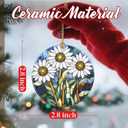 4 x Christmas Ornaments, 2.8in Ceramic Birth Flower Ornament, Xmas Decor, Christmas Tree Ornaments, Xmas Decorations for Tree, Holiday Ornament, Birth Flower Gifts, Gift Ideas, Gifts for Women - Apr