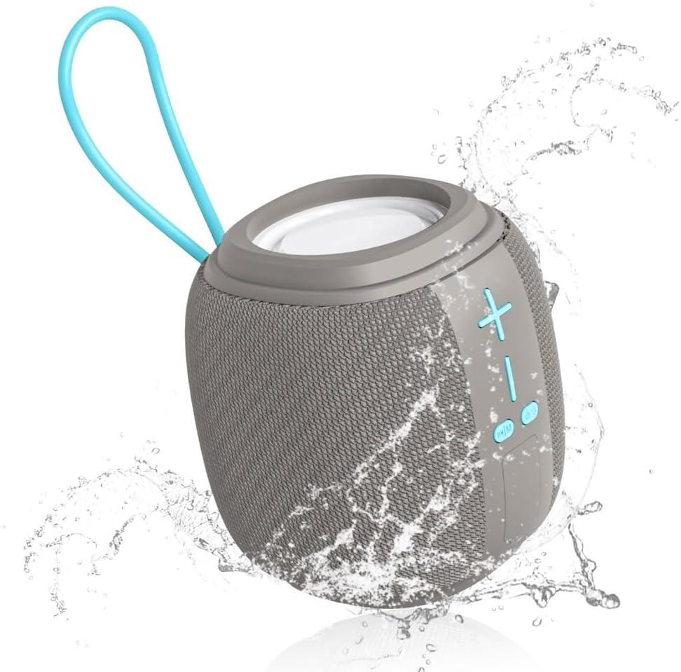 Portable Wireless Speaker, BT5.3, IPX6 Waterproof,Stereo Sound, RGB Lights,TWS Pairing,TF-Card in, for Home Theater, Party,Outdoor Travel (Gray)