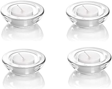4 Pack, Clear Tealight Candle Holders, 3" Round Chunky Glass Candle Holder