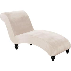 FantasDecor Chaise Lounge Velvet Luxury Covers for Living Room Indoor Stretch Slipcover for Chaise Lounge Ultra Soft Machine Washable, Ivory (No Armrests)