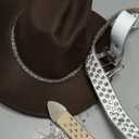 Hercicy 5 Pcs Western Glitter Cowgirl Hat Rhinestone Women Cowboy Hat Sparkly Jewelry Costumes for Disco Bride Party (Brown)