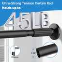 Tension Curtain Rod 51-146 Inch, Long Outdoor Curtain Rod for Patio Window Bathroom, No-Drill Dual-End Adjustable Spring Shower Curtain Rod, Easy to Install Never Rust, Rod Diameter 1.26In, Black