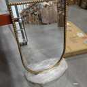 Arched Wall Mirror for Bathroom - 24"x36" Metal Beaded Frame Decorative Accent Mirror, Large Modern Rustic Distressed Hanging Wall Decor for Washroom, Bedroom, Living Room, Entryway, Antique Gold