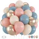 Froova Gender Reveal Balloons, 12 Inch Dusty Pink Blue White Sand and Gold Balloons for Boho Neutral Baby Shower Birthday Party Boy or Girl Gender Reveal Decorations, 2 PCS