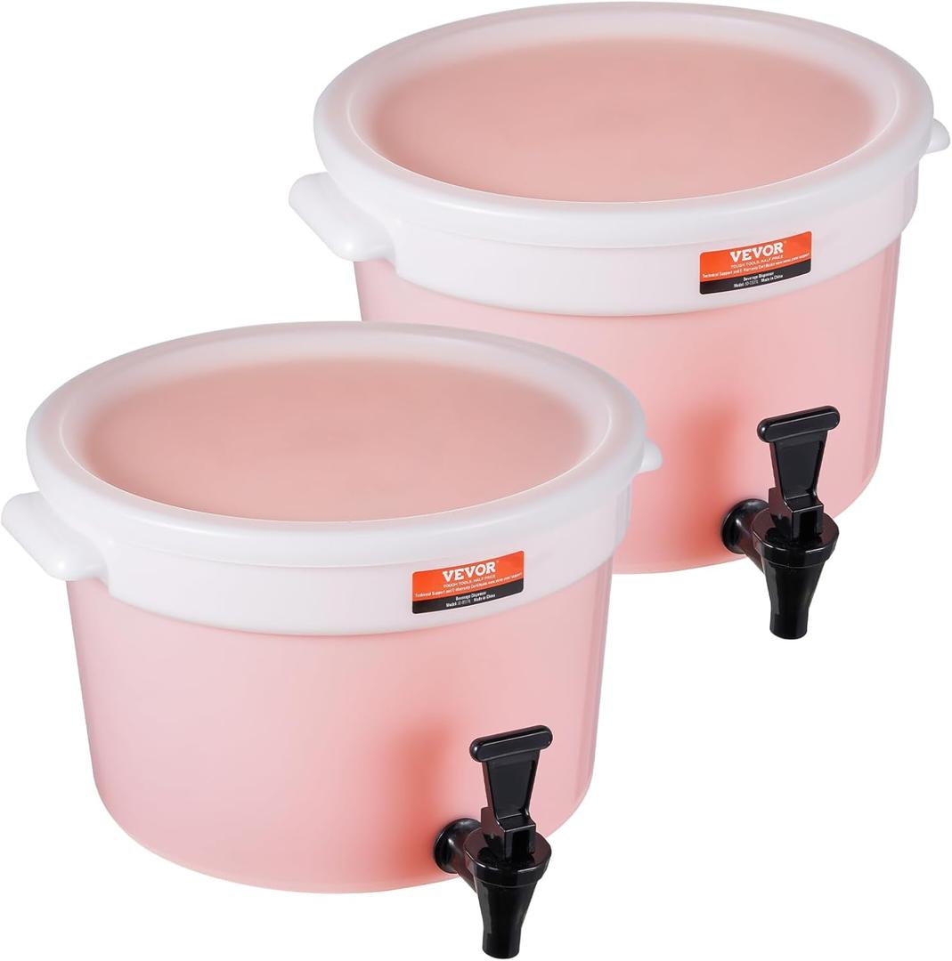VEVOR Beverage Dispenser, 3 Gallon *2 Drink Dispensers for Parties, Plastic Juice Dispenser with Spigot and Lid, Iced Tea Lemonade Juice Water Dispenser, for Restaurants, Hotels, Parties, 2 Pack